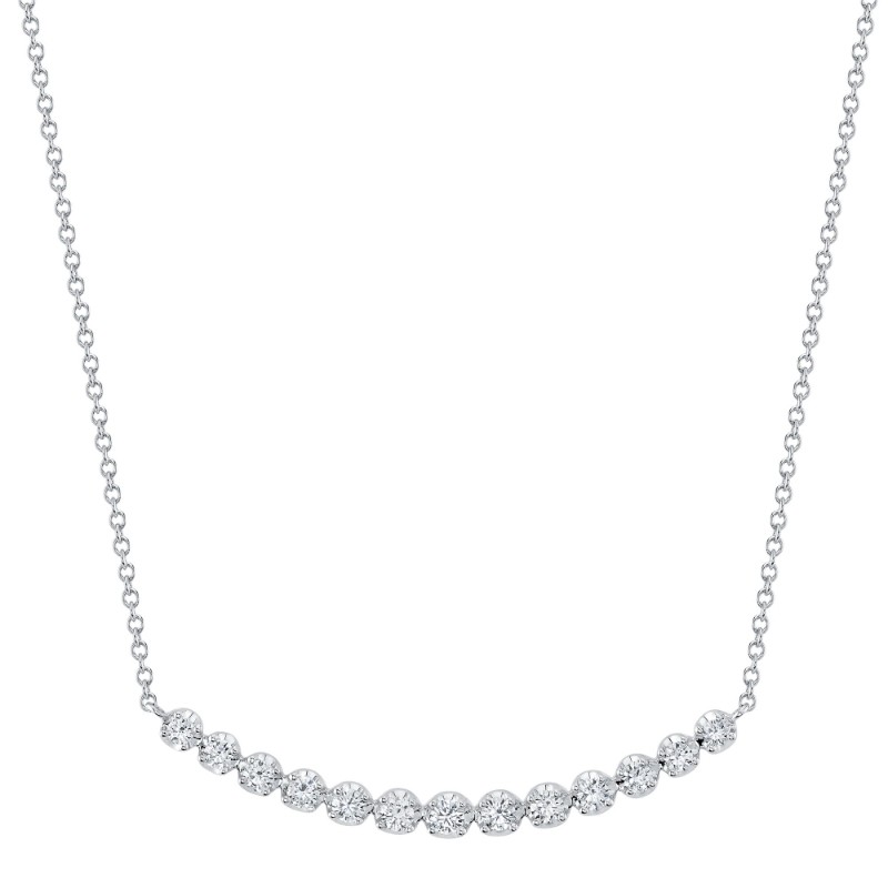 0.91Ct 14K White Gold Diamond Crown Setting Necklace