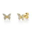 0.15Ct 14K Yellow Gold Diamond Butterfly Stud Earrings