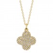 0.23Ct 14K Yellow Gold Diamond Pave Clover Necklace