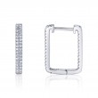 0.27Ct 14K White Gold Diamond Rectangle Hoop Earrings