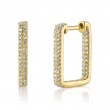 0.27Ct 14K Yellow Gold Diamond Rectangle Hoop Earrings