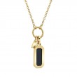 Shy Creation Natural Onyx Pendant Necklace 1/10 Ct Tw Diamonds 14K Yellow Gold 18