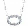 0.23Ct 14K White Gold Diamond Pave Oval Necklace