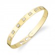0.46Ct 14K Yellow Gold Diamond Baguette Latch Lock Bangle