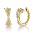 0.12Ct 14K Yellow Gold Diamond Bridge Huggie Earrings