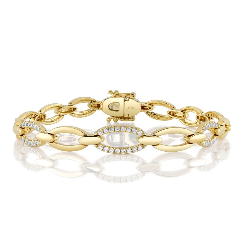 0.74Ct 14K Yellow Gold Diamond Link Bracelet