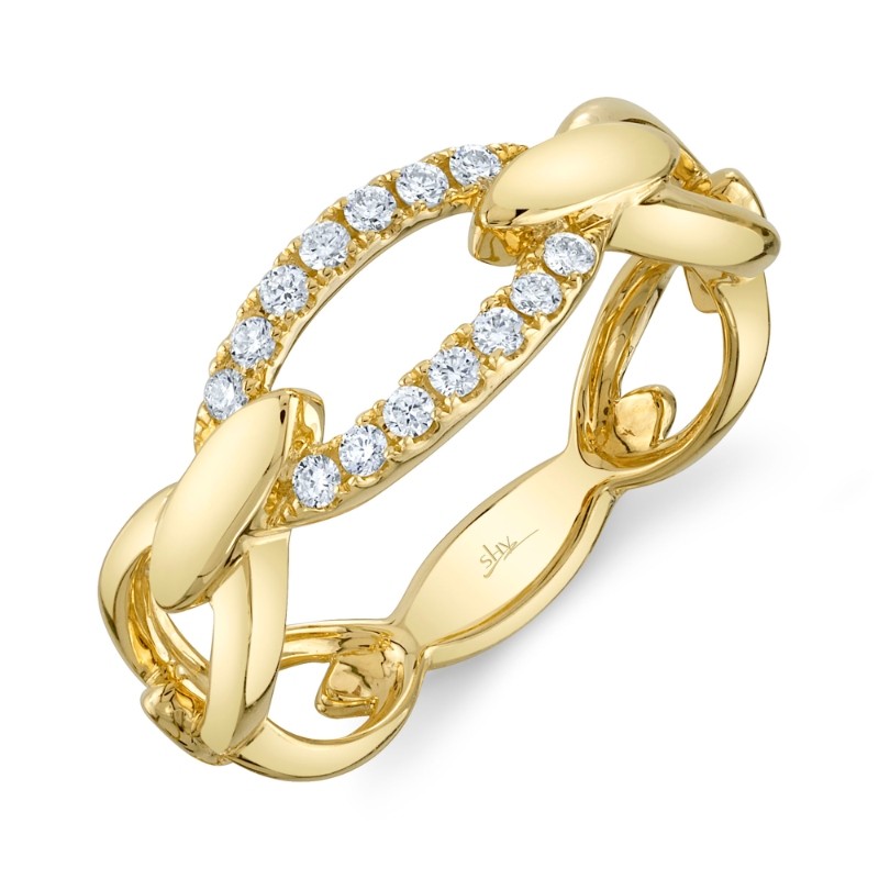 0.17Ct 14K Yellow Gold Diamond Link Ring