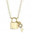 0.02Ct 14K Yellow Gold Diamond Lock & Key Necklace
