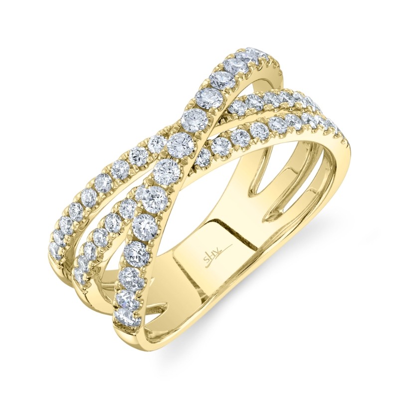 0.79Ct 14K Yellow Gold Diamond Bridge Ring