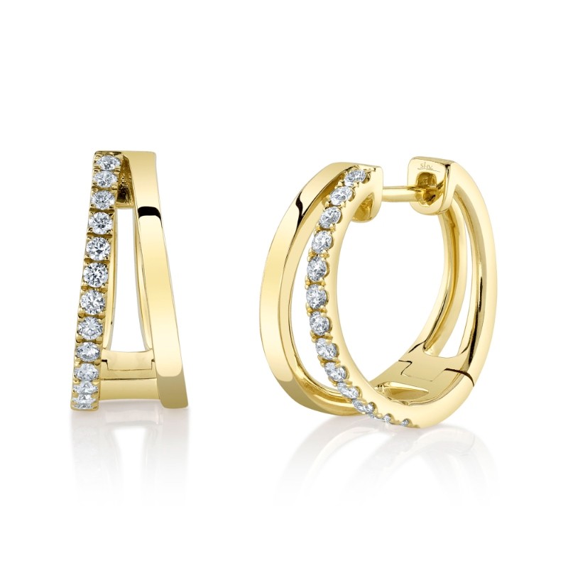 0.28Ct 14K Yellow Gold Diamond Hoop Earrings