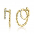 0.18Ct 14K Yellow Gold Diamond Double Huggie Earrings