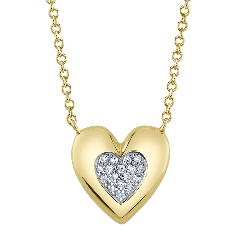 0.04Ct 14K Yellow Gold Diamond Heart Necklace