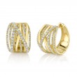 0.83Ct 14K Yellow Gold Diamond Bridge Hoop Earrings