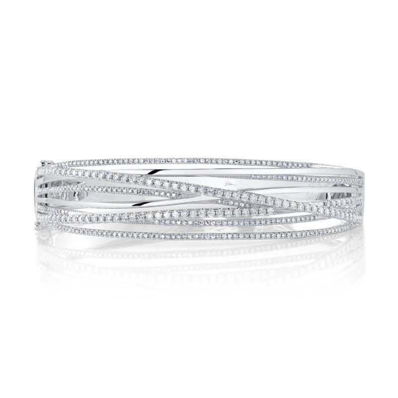 1.64Ct 14K White Gold Diamond Bridge Bangle