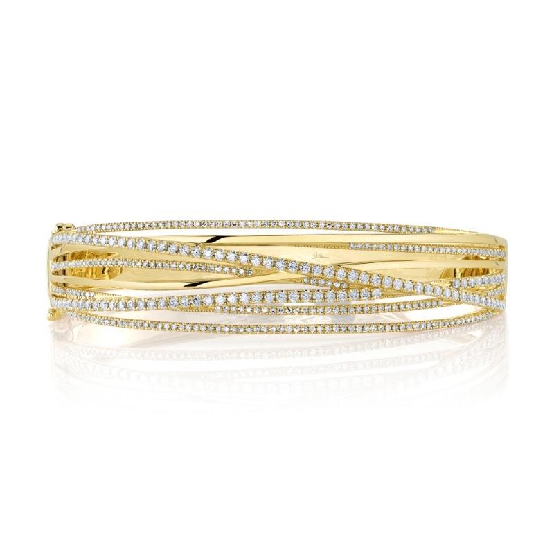 1.64Ct 14K Yellow Gold Diamond Bridge Bangle
