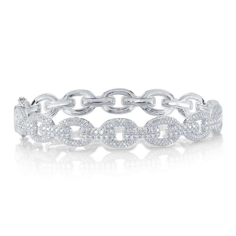 1.95Ct 14K White Gold Diamond Link Bangle