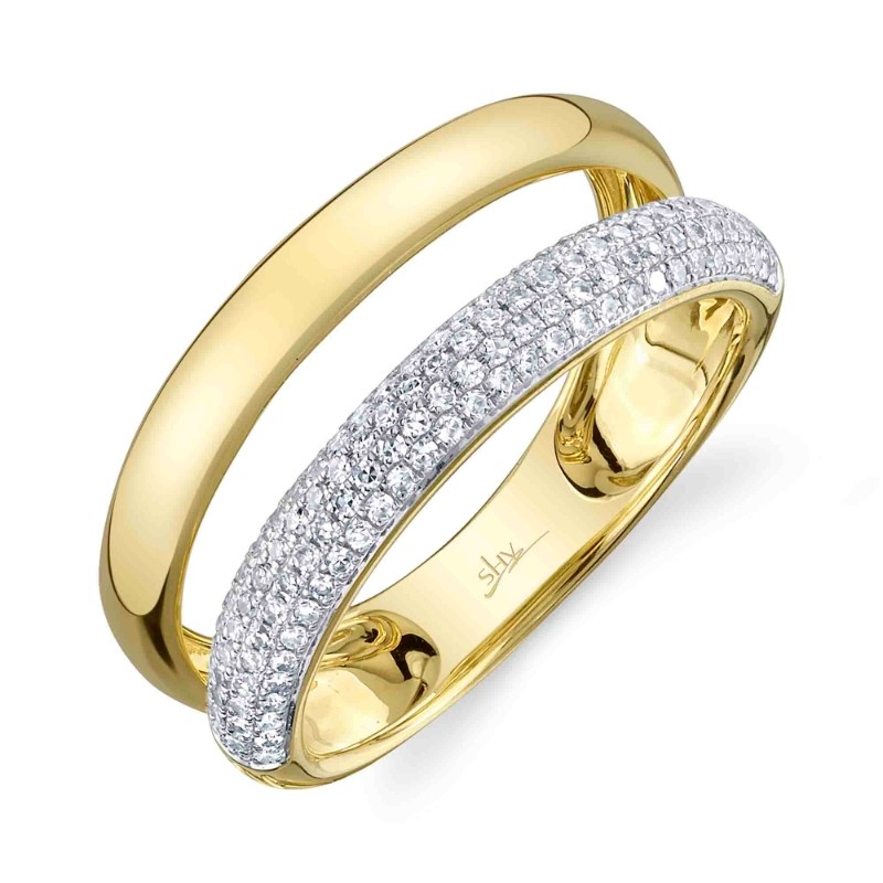 0.32Ct 14K Yellow Gold Diamond Pave Ring