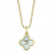 0.02Ct Diamond & 0.33Ct Mother Of Pearl 14K Yellow Gold Clover Necklace