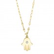 0.03Ct 14K Yellow Gold Diamond Hamsa Sparkle Chain Necklace