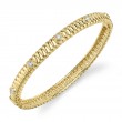 0.33Ct 14K Yellow Gold Diamond Bezel Ribbed Bangle