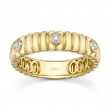 0.08Ct 14K Yellow Gold Diamond Bezel Ribbed Band