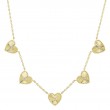 0.09Ct 14K Yellow Gold Diamond Bezel Ribbed Heart Necklace