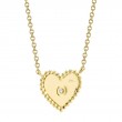 0.02Ct 14K Yellow Gold Diamond Bezel Ribbed Heart Necklace
