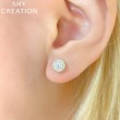 0.24Ct-Ctr(Round) 0.26Ct-Side 14K White Gold Diamond Cluster Stud Earrings