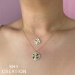 0.22Ct 14K Yellow Gold Diamond Ribbed Clover Necklace