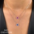 0.16Ct Diamond & 0.89Ct Ruby 14K White Gold Clover Necklace