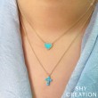 0.09Ct Diamond & 0.55Ct Composite Turquoise 14K Yellow Gold Heart Necklace