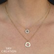 0.24Ct 14K Yellow Gold Diamond Circle Faceted Ball Chain Necklace