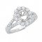 0.95Ct 14K White Gold Diamond Semi-Mount Ring For 6X4Mm-Ctr