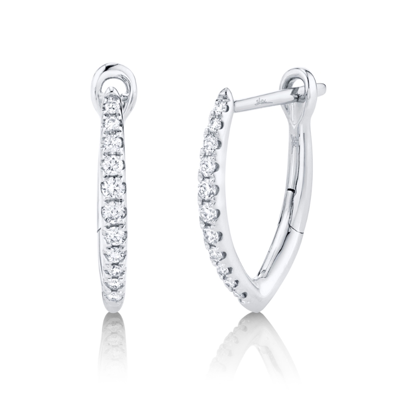 0.15Ct 14K White Gold Diamond Hoop Earrings