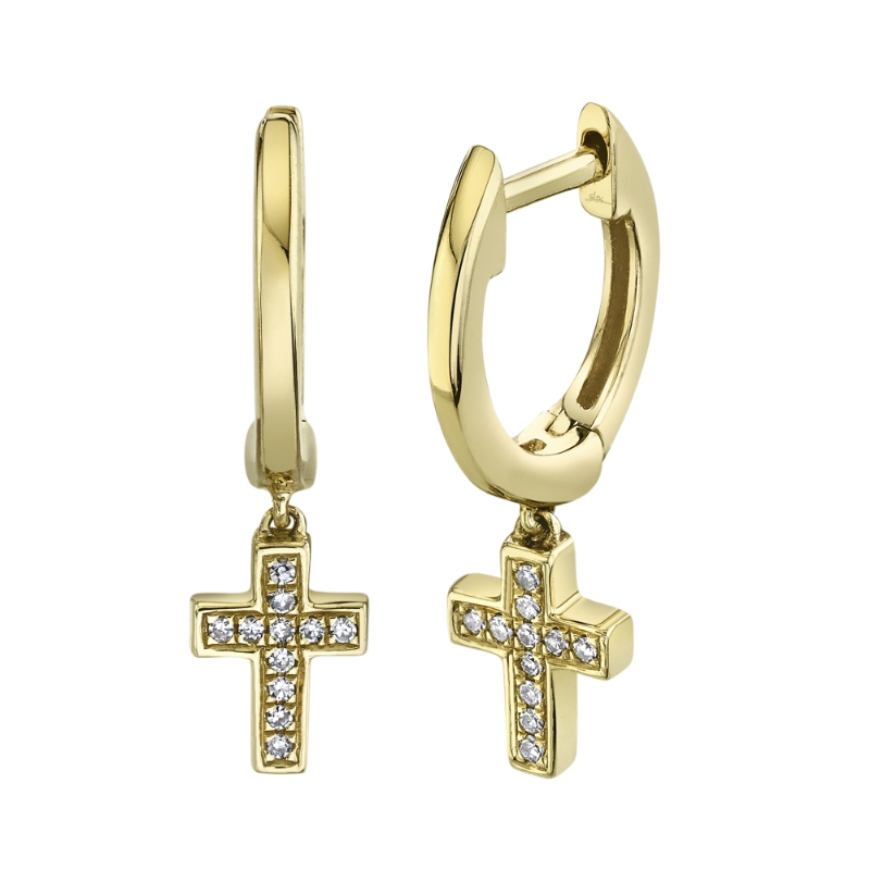 0.04Ct Diamond Cross Huggie Earrings
