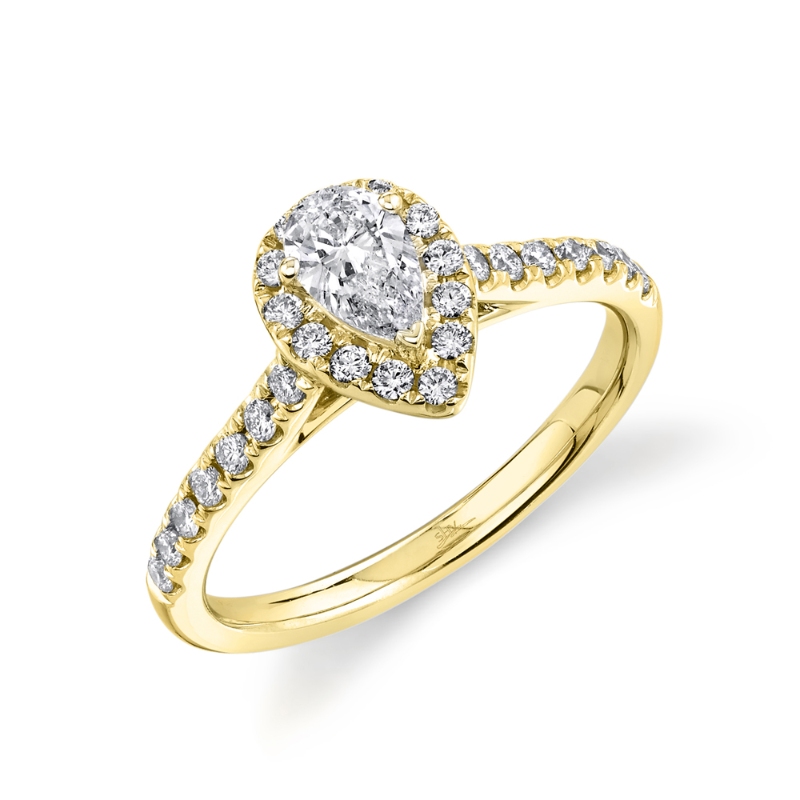 0.73Ct 14K Yellow Gold Pear Diamond Engagement Ring