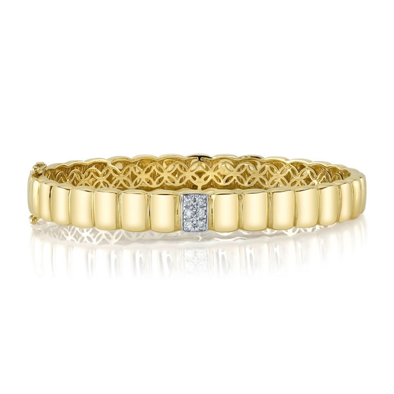 0.15Ct 14K Yellow Gold Diamond Bangle