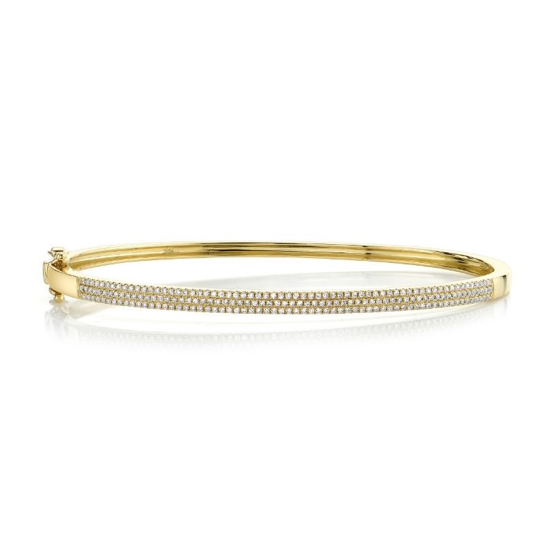 0.52Ct 14K Yellow Gold Diamond Pave Bangle