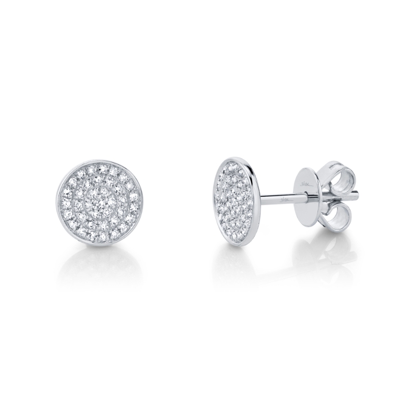 0.17ct 14k White Gold Diamond Pave Stud Earrings