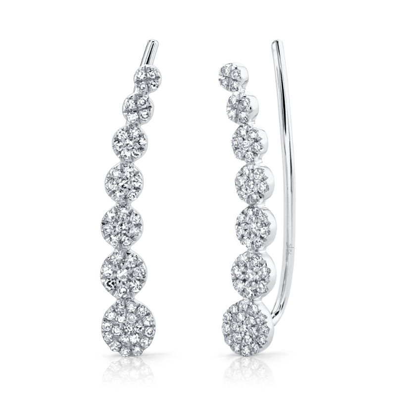 0.25Ct 14K White Gold Diamond Ear Crawler Earrings