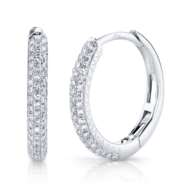 0.21Ct Diamond Pave Hoop Earrings