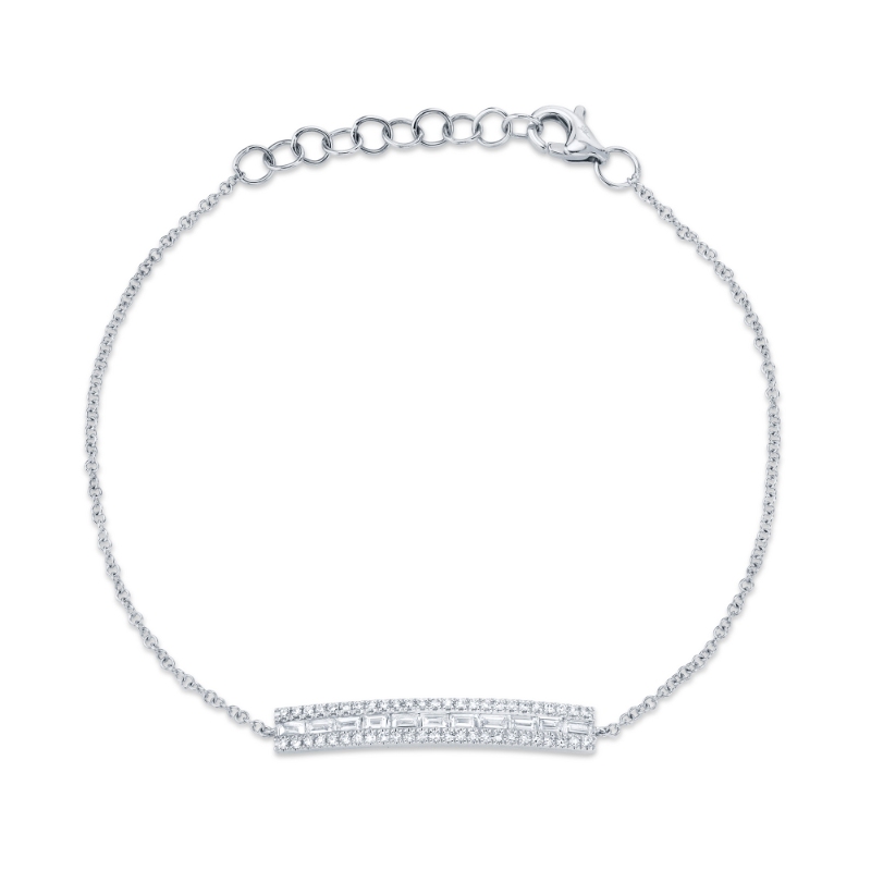 0.40Ct 14K White Gold Diamond Baguette Bar Bracelet
