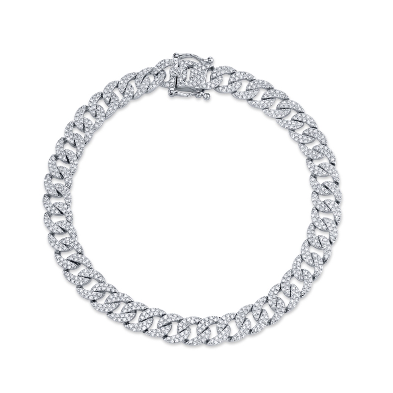 1.69Ct 14K White Gold Diamond Pave Link Bracelet
