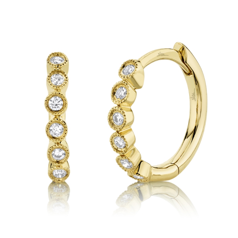 0.11ct 14k Yellow Gold Diamond Huggie Earrings