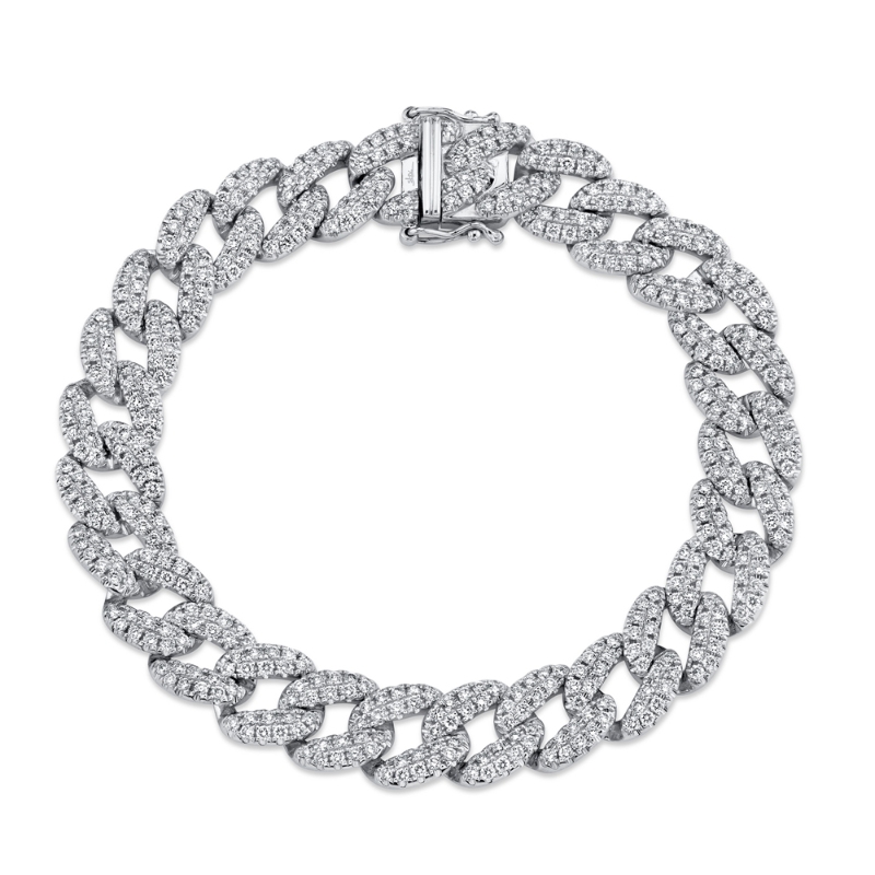 4.36Ct 14K White Gold Diamond Pave Link Bracelet