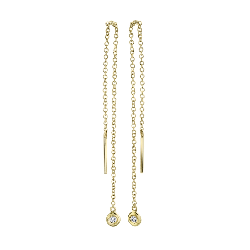 0.04Ct 14K Yellow Gold Diamond Threader Earrings