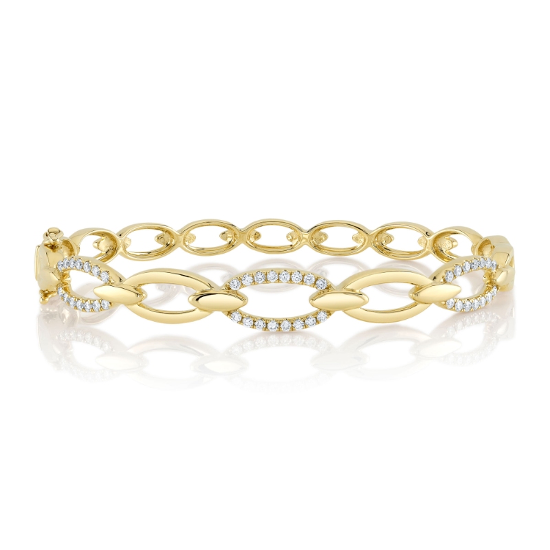 0.54Ct 14K Yellow Gold Diamond Link Bangle