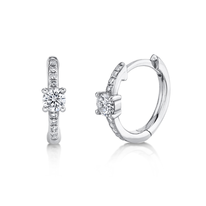 0.25Ct 14K White Gold Diamond Huggie Earrings