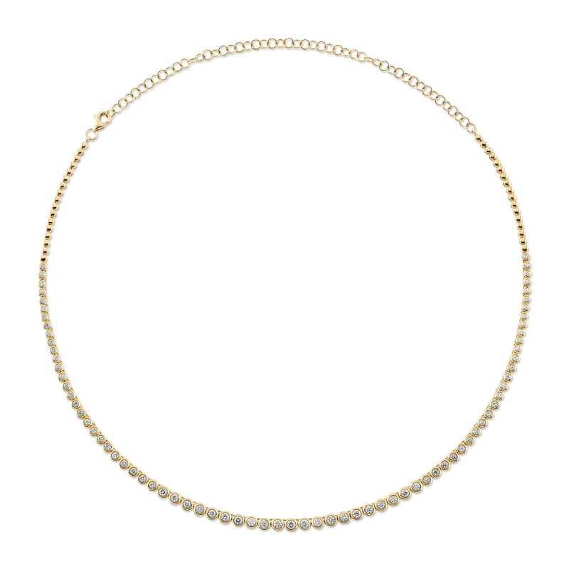 2.00Ct 14K Yellow Gold Diamond Bezel Tennis Necklace