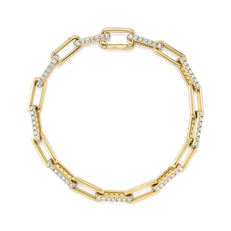 2.21Ct 14K Yellow Gold Diamond Paper Clip Link Bracelet